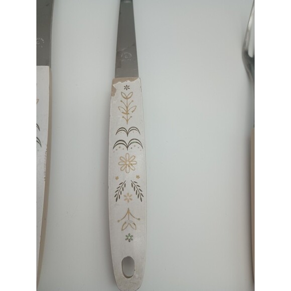 Vtg Flint Ekco Harvest Wheat Stainless 5 Piece Serving Set Slotted Spoon Ladle - Picture 3 of 11